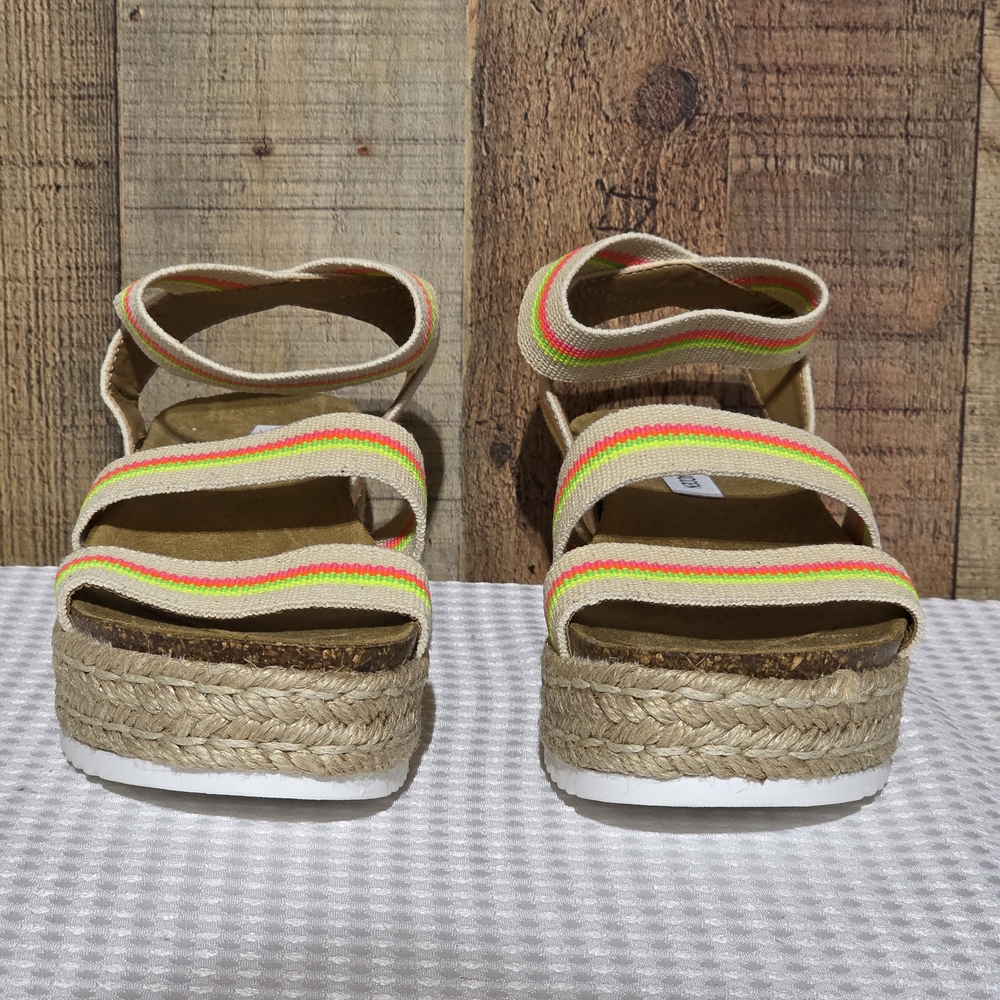 Steve Madden Kimmie Bright Neon Striped Platform Sandals - Picture 9 of 14